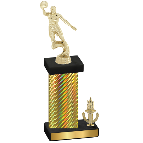 Accented Single Gold Carbon Fiber Victory Basketball Trophy