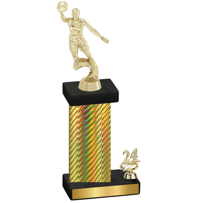 Accented Single Gold Carbon Fiber Year Basketball Trophy