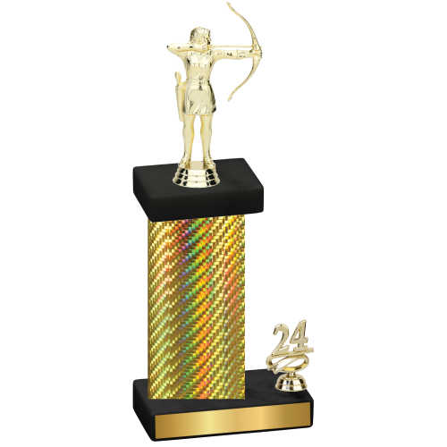 Accented Single Gold Carbon Fiber Year Archery Trophy