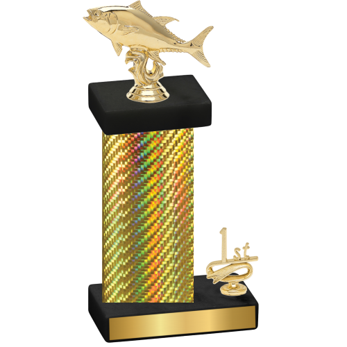 Accented Single Gold Carbon Fiber First Place Fishing Trophy