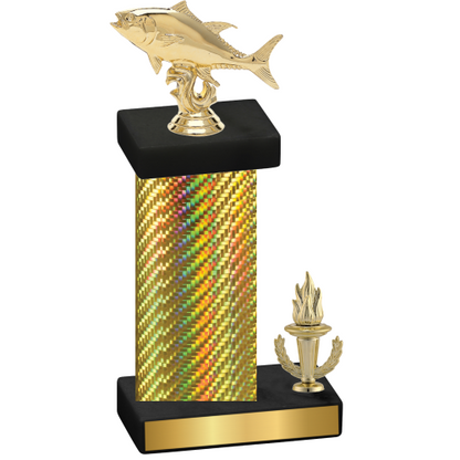Accented Single Gold Carbon Fiber Victory Fishing Trophy