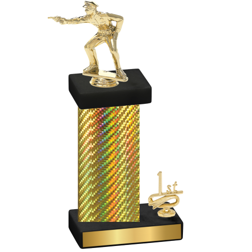 Accented Single Gold Carbon Fiber First Place Shooter Trophy