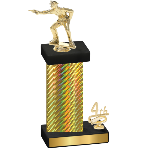 Accented Single Gold Carbon Fiber Fourth Place Shooter Trophy