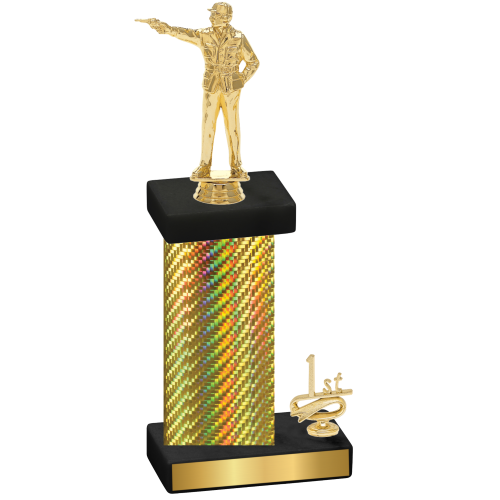 Accented Single Gold Carbon Fiber First Place Shooter Trophy