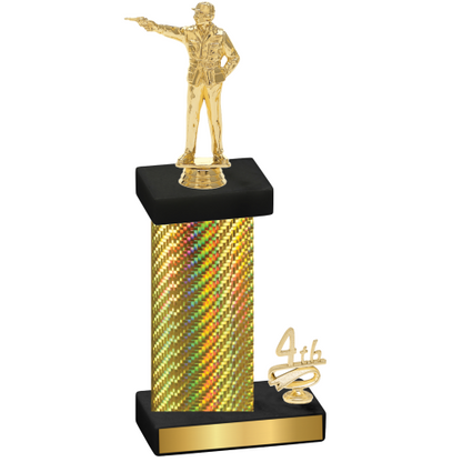 Accented Single Gold Carbon Fiber Fourth Place Shooter Trophy