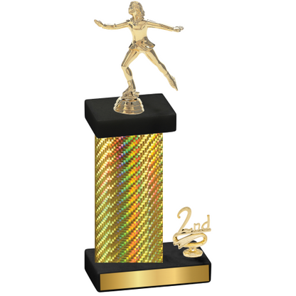 Accented Single Gold Carbon Fiber Second Place Skater Trophy