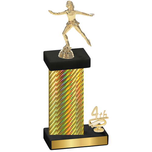 Accented Single Gold Carbon Fiber Fourth Place Skater Trophy