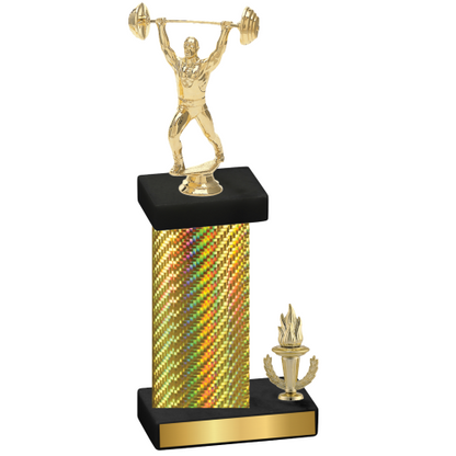 Accented Single Gold Carbon Fiber Victory Weights Trophy