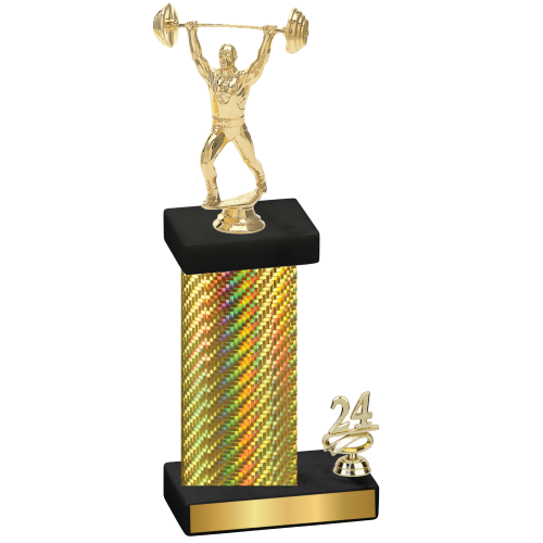 Accented Single Gold Carbon Fiber Year Weights Trophy