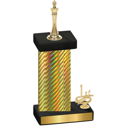 Accented Single Gold Carbon Fiber First Place Chess Trophy