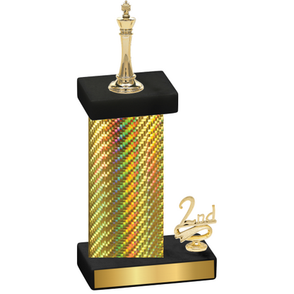 Accented Single Gold Carbon Fiber Second Place Chess Trophy