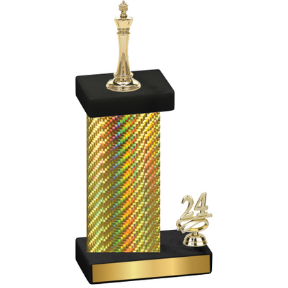 Accented Single Gold Carbon Fiber Year Chess Trophy