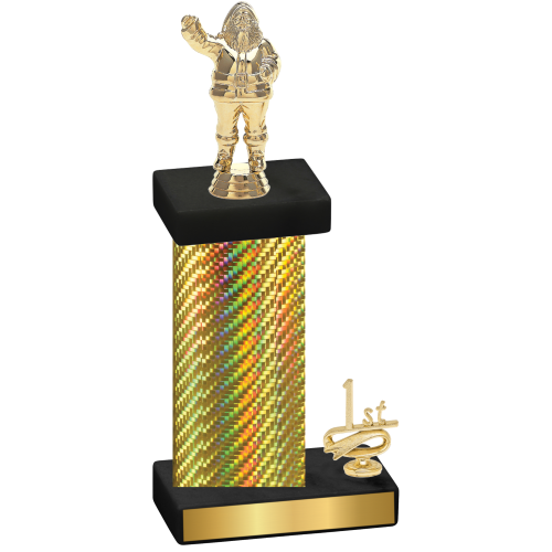 Accented Single Gold Carbon Fiber First Place Holiday Trophy