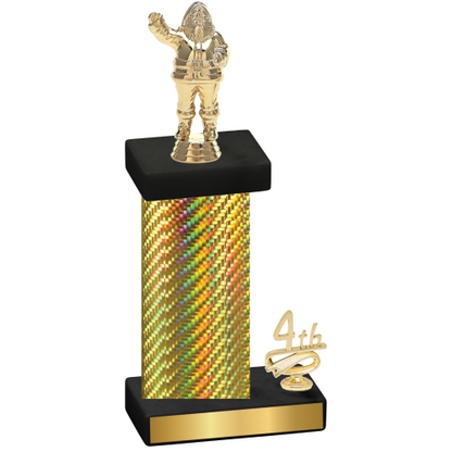 Accented Single Gold Carbon Fiber Fourth Place Holiday Trophy