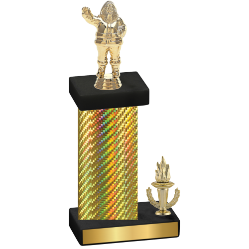 Accented Single Gold Carbon Fiber Victory Holiday Trophy