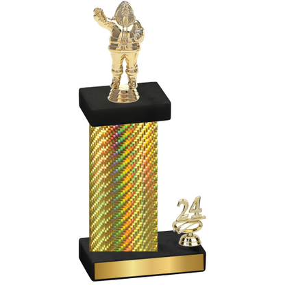 Accented Single Gold Carbon Fiber Year Holiday Trophy