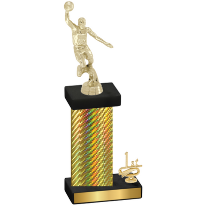 Accented Single Gold Carbon Fiber First Place Basketball Trophy