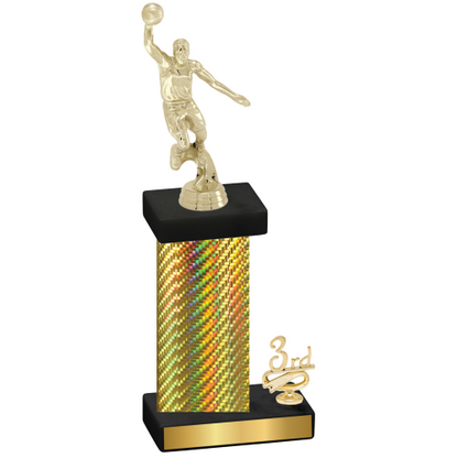 Accented Single Gold Carbon Fiber Third Place Basketball Trophy