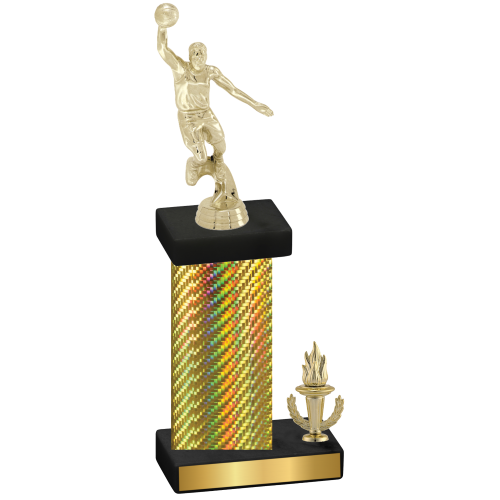 Accented Single Gold Carbon Fiber Victory Basketball Trophy