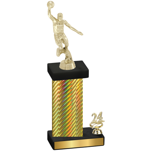 Accented Single Gold Carbon Fiber Year Basketball Trophy