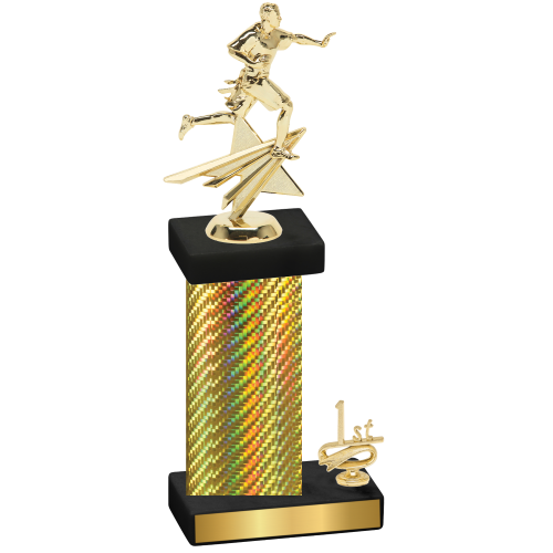 Accented Single Gold Carbon Fiber First Place Flag Football Trophy