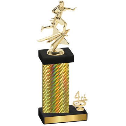 Accented Single Gold Carbon Fiber Fourth Place Flag Football Trophy