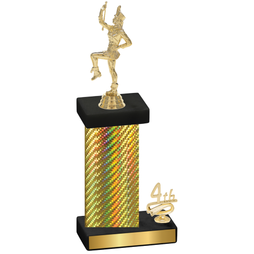 Accented Single Gold Carbon Fiber Fourth Place Majorette Trophy