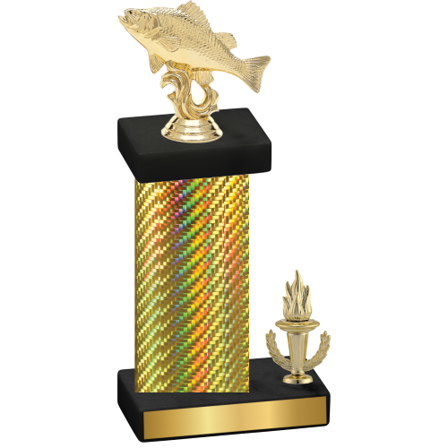 Accented Single Gold Carbon Fiber Victory Fishing Trophy