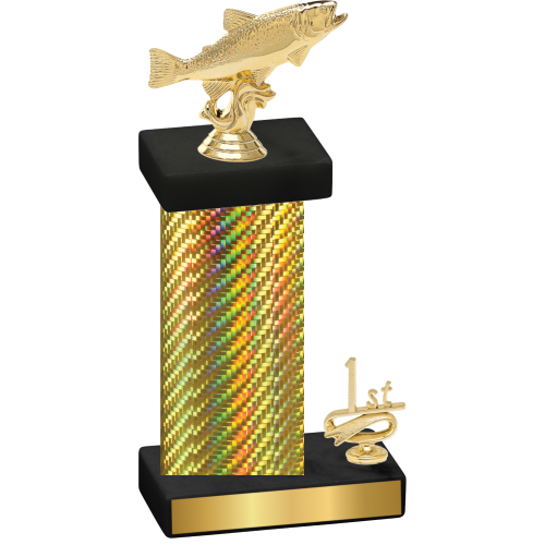 Accented Single Gold Carbon Fiber First Place Fishing Trophy