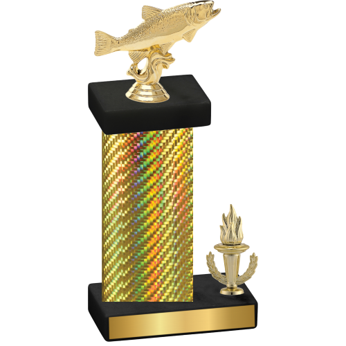 Accented Single Gold Carbon Fiber Victory Fishing Trophy