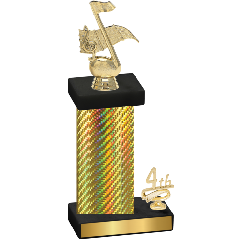 Accented Single Gold Carbon Fiber Fourth Place Music Trophy