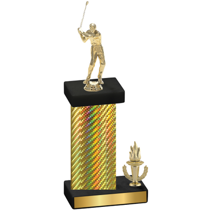 Accented Single Gold Carbon Fiber Victory Golf Trophy