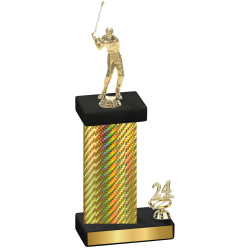 Accented Single Gold Carbon Fiber Year Golf Trophy