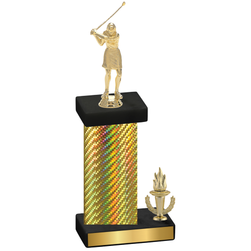 Accented Single Gold Carbon Fiber Victory Golf Trophy