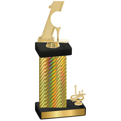 Accented Single Gold Carbon Fiber First Place Golf Trophy