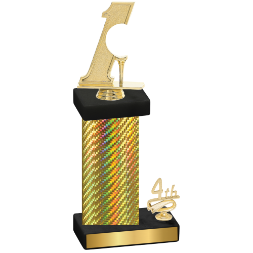 Accented Single Gold Carbon Fiber Fourth Place Golf Trophy