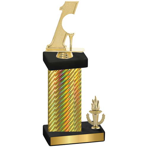 Accented Single Gold Carbon Fiber Victory Golf Trophy