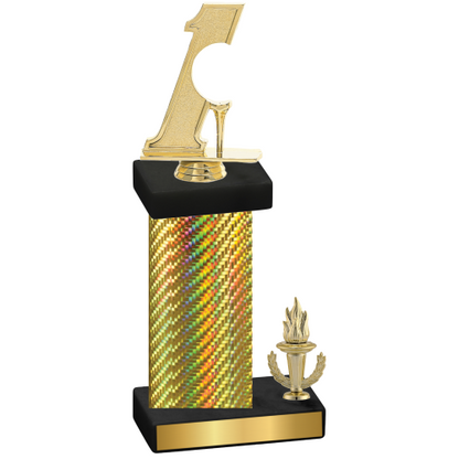 Accented Single Gold Carbon Fiber Victory Golf Trophy