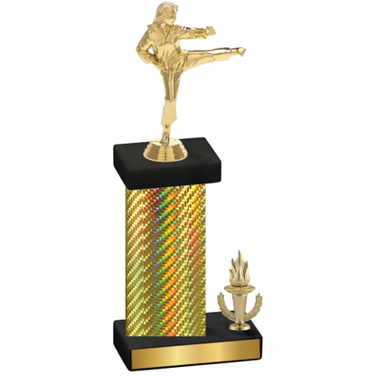 Accented Single Gold Carbon Fiber Victory Karate Trophy