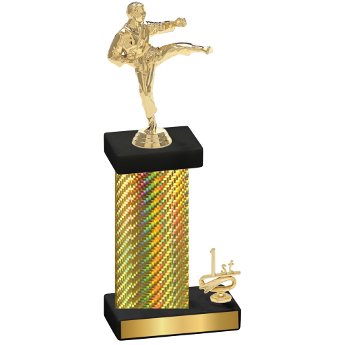 Accented Single Gold Carbon Fiber First Place Karate Trophy