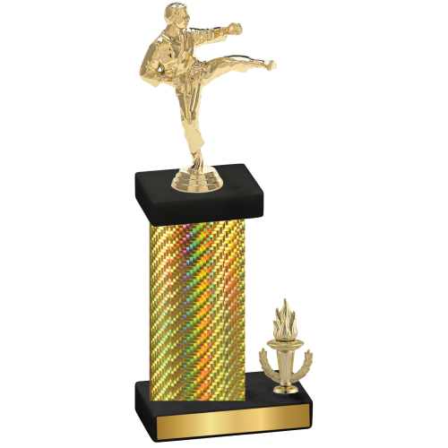 Accented Single Gold Carbon Fiber Victory Karate Trophy