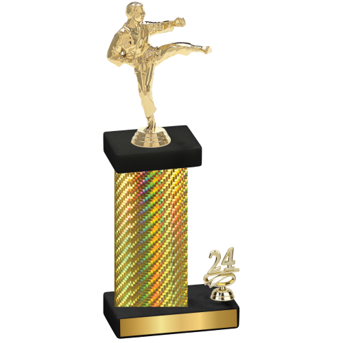 Accented Single Gold Carbon Fiber Year Karate Trophy