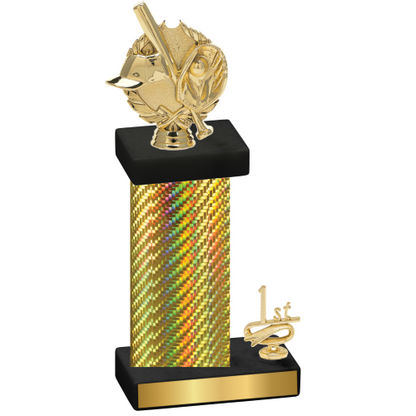 Accented Single Gold Carbon Fiber First Place Baseball Trophy