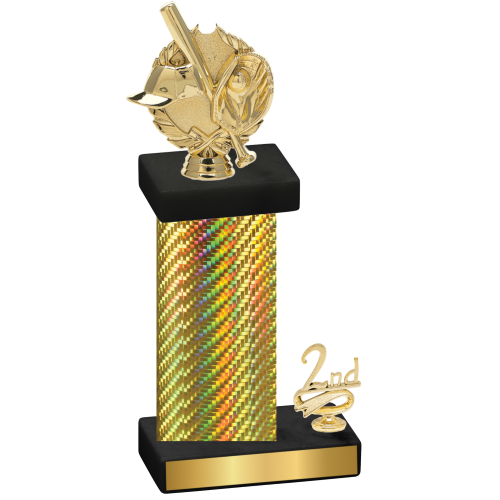 Accented Single Gold Carbon Fiber Second Place Baseball Trophy