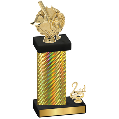 Accented Single Gold Carbon Fiber Second Place Baseball Trophy