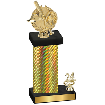 Accented Single Gold Carbon Fiber Year Baseball Trophy