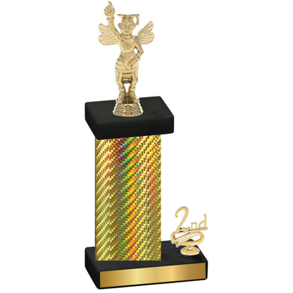 Accented Single Gold Carbon Fiber Second Place Academics Trophy