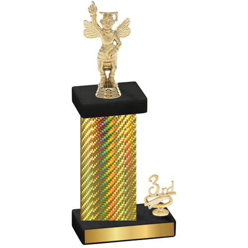 Accented Single Gold Carbon Fiber Third Place Academics Trophy