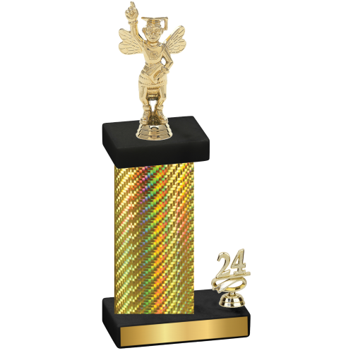 Accented Single Gold Carbon Fiber Year Academics Trophy