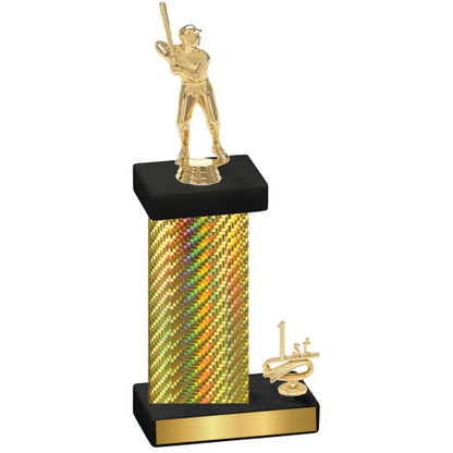 Accented Single Gold Carbon Fiber First Place Baseball Trophy